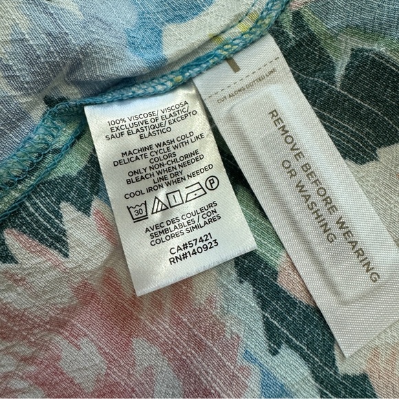 Loft Small Blue Floral Garden Smocked Ruffle Midi DRESS Smocked Tropical Spring - Picture 8 of 8